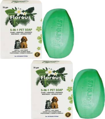 Florous 5-IN-1 PET SOAP (150 gm , 75 gm x 2 , Pack of 2) 150 ml Pet Coat Cleanser