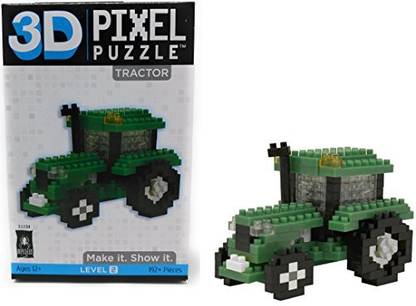 Bepuzzled 3D Pixel Puzzles - TRACTOR - Level 2, 192+ Pieces - BePuzzled Introduces the Next Generation of Collectible 3D Puzzles!