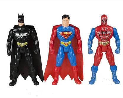 PARI 4th Generation The Super Heroes Action Figure Series of Supar Man, Spider Man and Bat Man (Multicolor)
