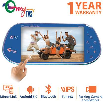 MYTVS TRV-67T 7 inches Car Rear View Full HD Touch Screen with Temperature, Mirror Link, USB, SD,Bluetooth Camera Connectivity Blue LED