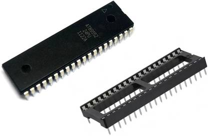 e4u AT89S52 8051 8 Bit 33Mhz Microcontroller IC DIP 40 + IC Base Electronic Components Electronic Hobby Kit