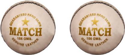 DIABLO Sports Leather Match Cricket Ball White Pack of 2 (4Part) Cricket Leather Ball