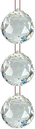 REIKI CRYSTAL PRODUCTS Vastu Crystal Hanging Ball Sun CatcherBall / Rainbow Ball / Prism Ball / Glass Ornament Ball / Feng-shui / Sunlight Catcher Glass Ball for Good-Luck / Positivity / Happy Vibes / Home Decor Crystal Ball 40mm with Red Thread (Pack of 3) Glass Yantra