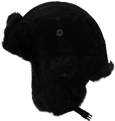 Woolrich Men's Rich Suede Fur Aviator Hat, Black, Large