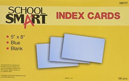 School Smart 88707 Heavyweight Plain Index Cards - 5 x 8 inches - Pack of 100 - Blue