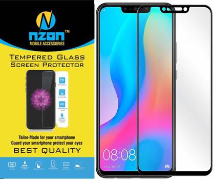 nzon Edge To Edge Tempered Glass for Huawei Nova 3i Tempered Glass 6D Original Full Coverage Pack of 2 Curved Scratch Proof Bubble Free 0.3mm Tempered Glass for Huawei Nova 3i Screen Protector - Black