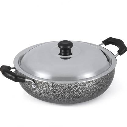 ANJALI Diamond Dura Nonstick Multipurpose Kadai. Royal Grey High Quality ,Food Safe Kadhai 22 cm diameter with Lid 2 L capacity