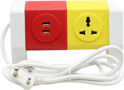 IMPRO 3 Plugs + 2 Usb Tower Power Sockets Spike Buster - 2 Floors Horizontal - Surge Protector - Universal Multi Plug Points Adapter - High Quality 3  Socket Extension Boards