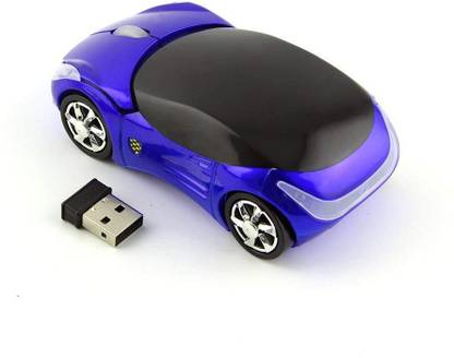 microware Cool Sport Car Shaped Mouse 2.4GHz Wireless Car Mouse Ultra Small Optical Gaming Mouse Mini Office Mice for PC Computer Laptop Perfect Present for Kids or Girls (Blue) Wireless Ambidextrous Optical  Gaming Mouse  with Bluetooth