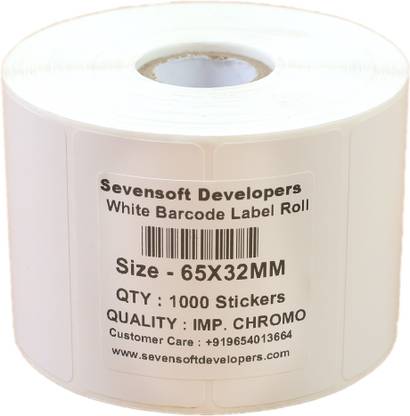 Sevensoft Developers 65X32MM Barcode Label (2.6X1.3 INCH) Self-adhesive Paper Label