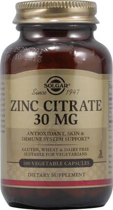 Solgar Zinc Citrate 30 mg - 100 Vegetable Capsules