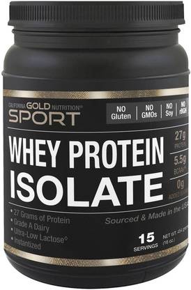California Gold Nutrition CGN, Whey Protein Isolate, Instantized, Ultra-Low Lactose, Unflavored, 1 lb, 16 oz (454 g) CGN-01064