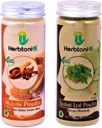 HerbtoniQ 100% Natural Mulethi Powder (Glycyrrhiza Glabra/Licorice Root) And Brahmi Leaf Powder (Bacopa Monnieri) For Face Pack And Hair Pack