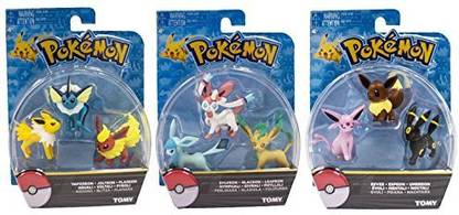 Hot Topic Official Packaged Pokemon Eevee Eeveelutions 9 Pcs. Exclusive Figure Set Includes Vaporeon , Jolteon ,Flareon , Sylveon , Glaceon , Leafeon , Eevee , Espeon & Umbreon