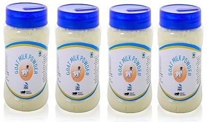 Nutra Vita Goat  Four Units of 50 G Each (Freeze Dried,Gluten Free, No Additives, No Preservatives) Packed in Reusable PET Bottles Flavored Milk Powder