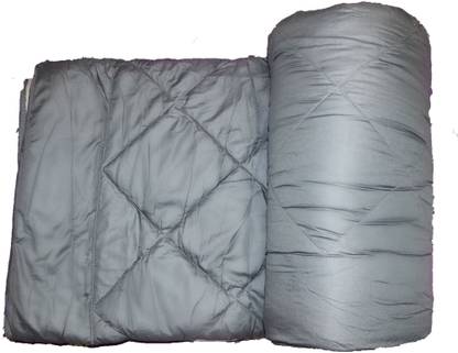 SMINK CREATION SMINK DOUBLE BED REVERSIBLE MICROFIBRE QUILT ( GREY AND WHITE ) Cotton Blend Batting