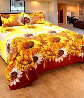 JUSTWAY Polycotton Double Flat 144 TC 3D Printed Bedsheet