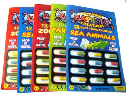 Shopkooky Magic Grow Capsules! Put Capsule In Water And Watch It Grow Up To 300%! Wild Animals (pack of 4)