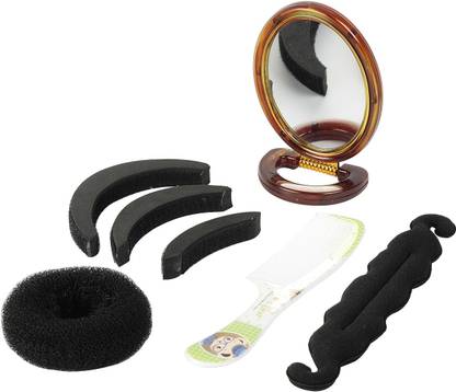 sringhar hair styling accessories , bum pits , donut bun, magic bun maker , comb and double side glass mirror