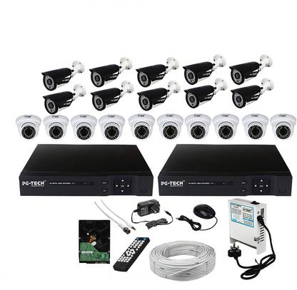PG-Tech PGTECH 16 CH+4 CH DVR,2 MP 10 AHD DOME 10 AHD BULLET CAMERA ,1 TB HDD 2 PCS,3+1 CCTV WIRE BUNDEL Security Camera