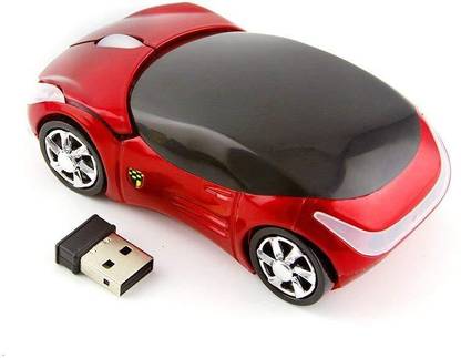 microware Cool Sport Car Shaped Mouse 2.4GHz Wireless Car Mouse Ultra Small Optical Gaming Mouse Mini Office Mice for PC Computer Laptop Perfect Present for Kids or Girls (Red) Wireless Ambidextrous Optical  Gaming Mouse  with Bluetooth