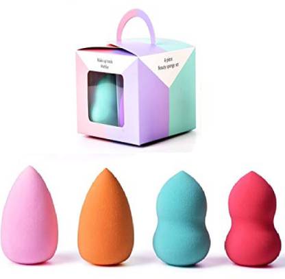 Royalkart Multi-Function Makeup Sponge Beauty Blender Use Damp or Dry For A Smooth Make Up Brush Fondation Puff Sponge Puff (Multicolour) (Pack of 4)