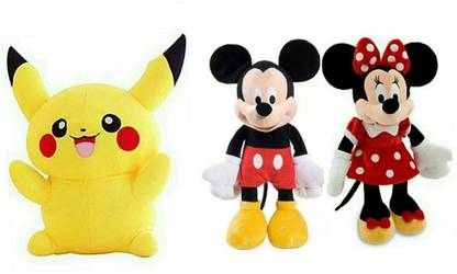 soniya enterprises Pikachu-68cm and mickey mouse and Minnie mouse  - 58 cm