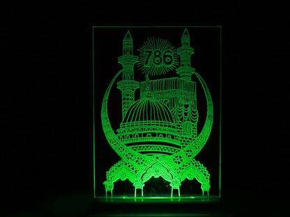 YONKER Acrylic 4x6 3D LED Light Makka Madina 786 Table Night Lamp