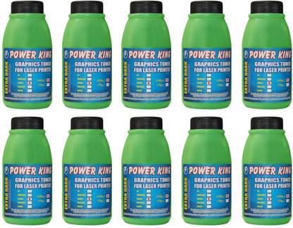 power king Extra Dark Toner Powder for use in Canon Printer Cartridge (100 Grams) Pack of 10 Black Ink Toner