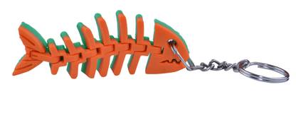 Classic Creations Fish Fossil Keychain Double Colour (Green/Orange) Keyring Key Chain Keyfob Key Chain