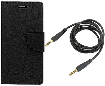 Shopsji Flip Cover for Original Black Combo Aux Cable Mercury Flip Cover, Wallet Case for Motorola Moto G (Gen 2)