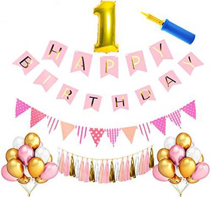 AMFIN 1st Birthday Decoration for Baby Girl