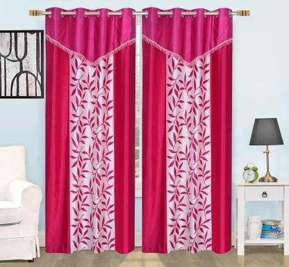 Red Ribbon 152 cm (5 ft) पॉलिएस्टर खिड़की पर्दा (2  का पैक)