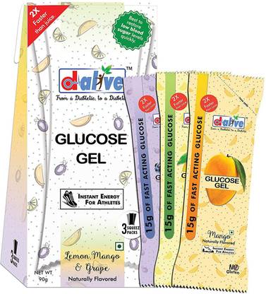 D-Alive D Alive 15g of Fast Acting Glucose Gel - Pack of 2 (Assorted) - 6 Pocket Sachets Energy Drink