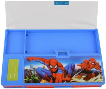 Fedexo Jumbo Spiderman Art Plastic Pencil Box (Set of 1, Multi-Color) Geometry Box