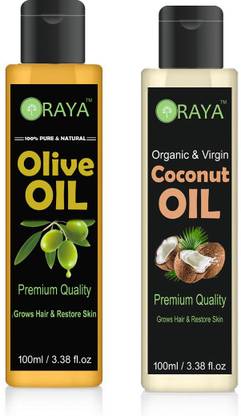 Oraya 100% Pure & Natural Cold Pressed Extra Virgin Olive Oil & Coconut Oil Hair Oil