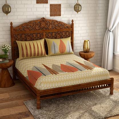SPACES 500 TC कॉटन डबल किंग प्रिंटेड बेडशीट