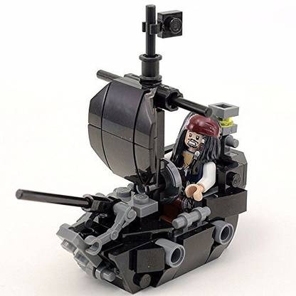 Genrc LEGO Jack Sparrow Minifigure with Custom Black Ship