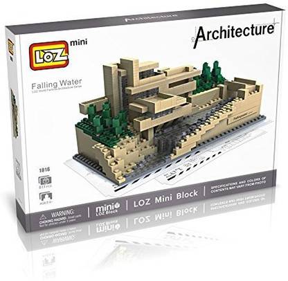 Genrc LOZ Architecture 1016 Box Set Fallingwater Pennsylvania 811pcs Brick Building Block Toy