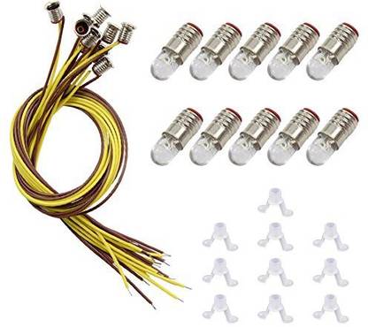 Genrc E505WMT 10 sets Warm White LED Screw Bulb and Stand Base E5 E5.5 12V-14V for modle train layout