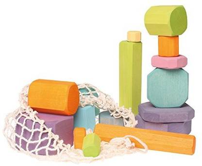 Genrc Grimm's Tree Slices - First Wooden Building Blocks Set for Baby & Toddler in Pastel Colors