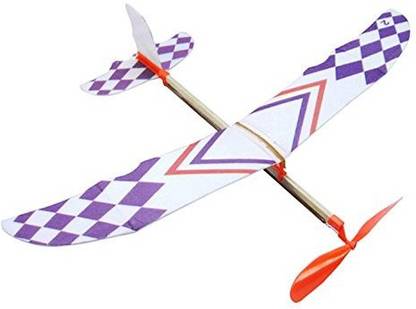 Genrc Techinal Rubber Band Powered Glider Flying Plane Airplane Model DIY Assembly Toy Kid Ourdoor Play Color Random delivery