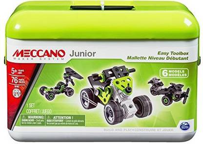 Genrc Meccano Junior - Easy Toolbox, 6 Model Building Set, 76 Pieces, For Ages 5+, STEM Construction Education Toy