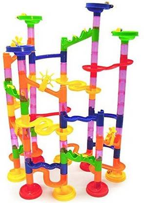 Genrc 105 Pieces Marble Run Railway Maze Balls Track Toys Construction Child Building Blocks Toys, Children Gift Kid's Toy