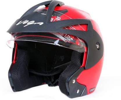 VEGA Crux OF (Open Face) Motorbike Helmet (Red) Motorbike Helmet
