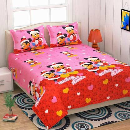 SOAK N SPA 140 TC Microfiber Double Cartoon Flat Bedsheet