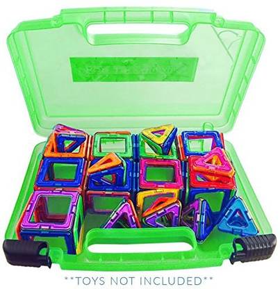 Genrc Life Made Better Magnetic Carrying Case, Compatible with Magformers and Magna Tiles, Playset Organizer (Green)