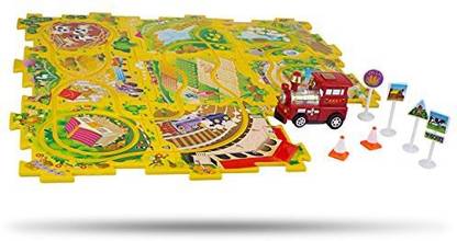 Genrc Perfect Life Idea Black Train Vehicle Puzzle Track Play Set - Battery Operated Toy Themed Style Vehicle Runs on Interchangeable
