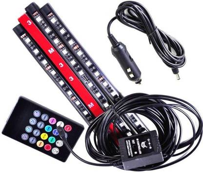 NEWGTBE Atmosphere 4 strips, 48 led,12 led each strips with Sound active system & wireless remote control Car Fancy Lights
