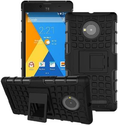 Dream2Cool Back Cover for Armor Hybrid Kickstand Case Hard Back Cover for YU Yuphoria YU5010 5010A (Black)